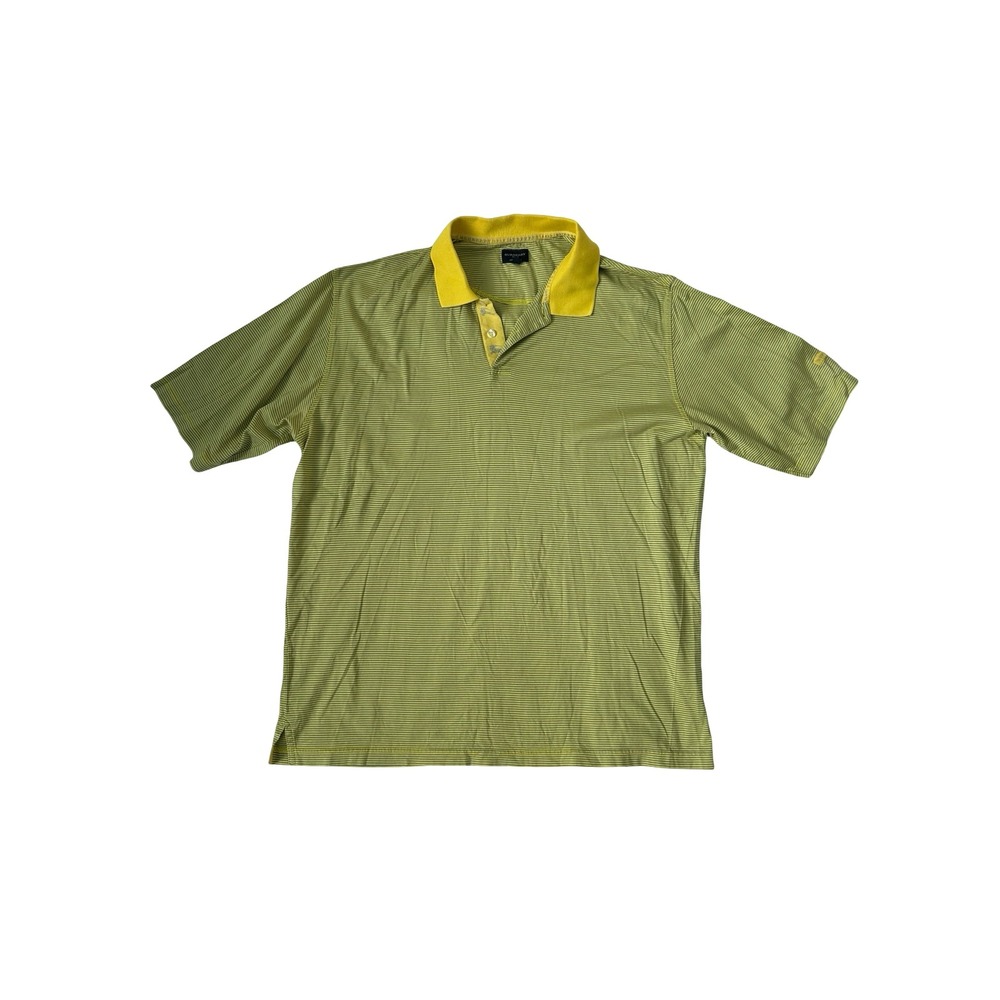 BURBERRY GOLF Made in Italy Men's Polo Shirt Sz XL GrnYellow Stripe Vintage Rare